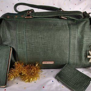 La Gioe Di Toscana By Sharon Gioe Green Leather Satchel Travel Bag